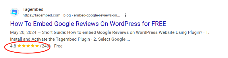 google 5 star review badge embed wordpress