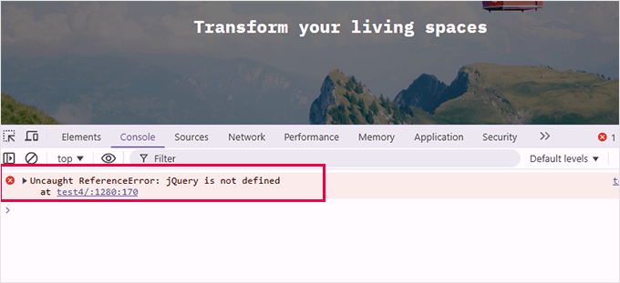 JQuery not defined error in the console