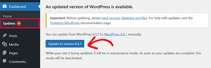 Update WordPress core